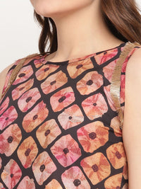 Thumbnail for Ahalyaa Women's Black Crepe Digital Shibori Print Top Palazzo Set - Distacart