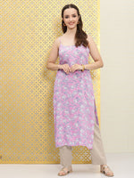 Thumbnail for Ode by House of Pataudi Women Pink Floral Printed Fusion Kurta - Distacart