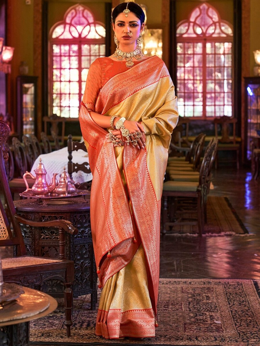 Anouk Ethnic Motifs Woven Design Zari Silk Blend Kanjeevaram Saree - Distacart