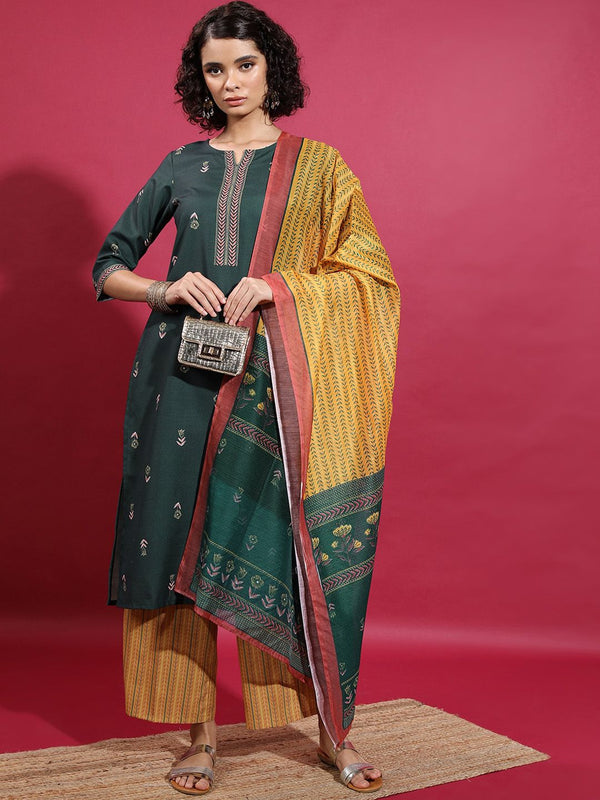 Vishudh Floral Printed Straight Kurta & Palazzos With Dupatta - Distacart