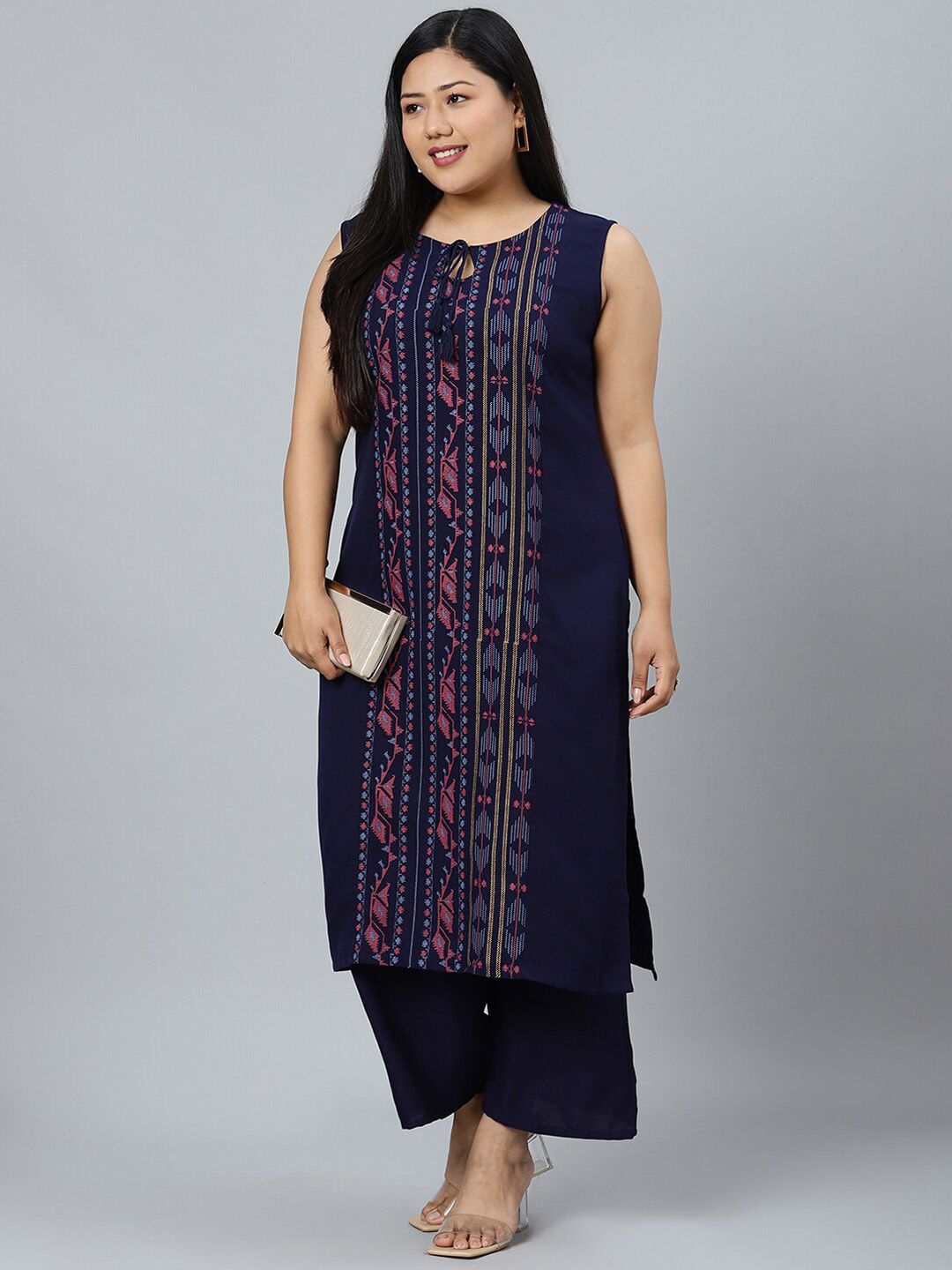 Sztori Plus Size Ethnic Motifs Printed Straight Kurta With Palazzos - Distacart