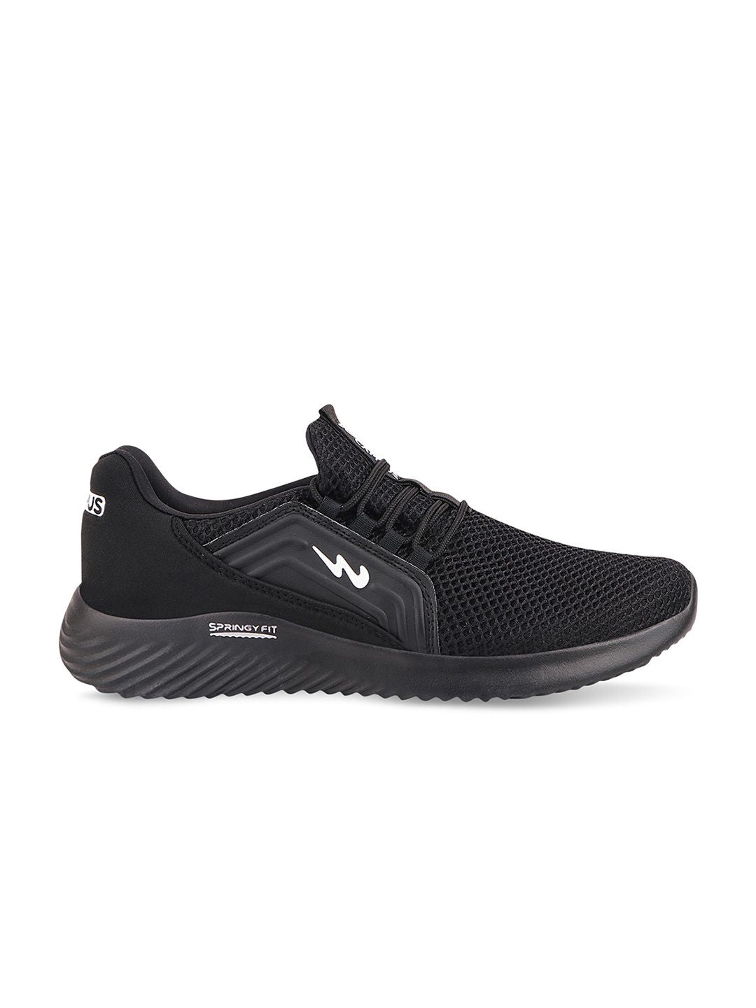 Campus Men Black Mesh Running Shoes