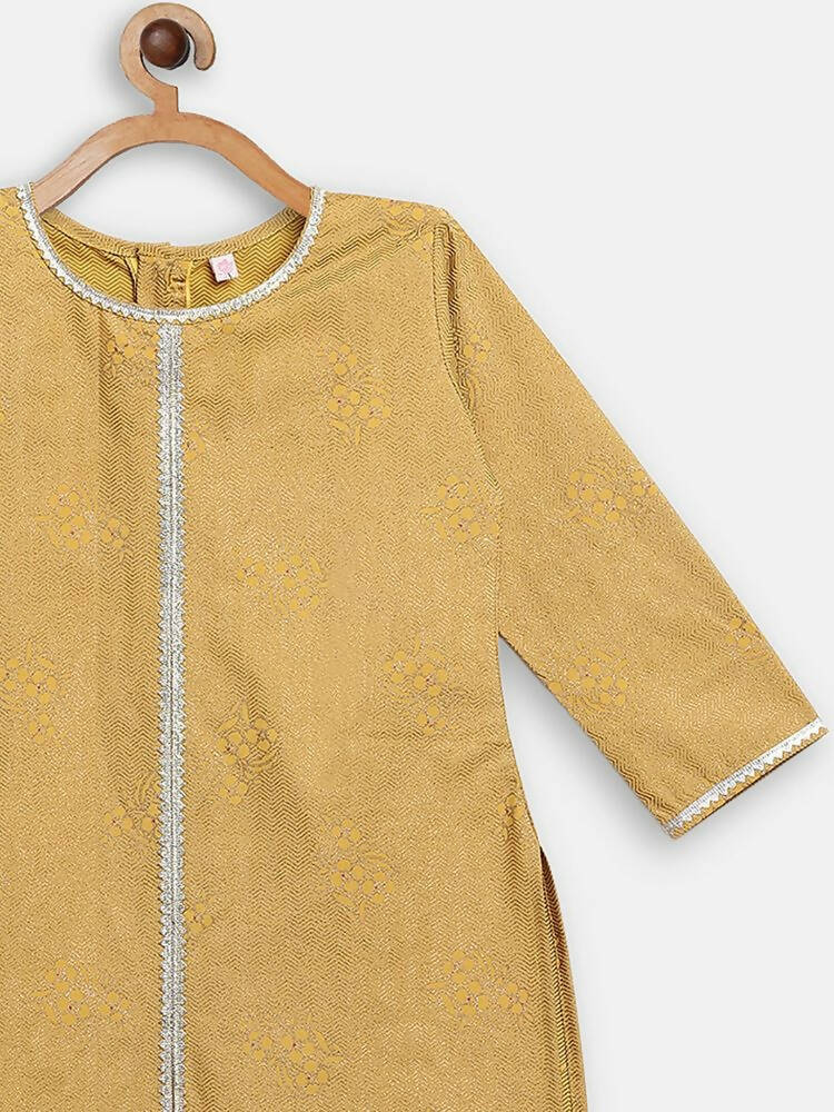 Ahalyaa Mustard Crepe Straight Kids Kurta Palazzo Set For Girls - Distacart