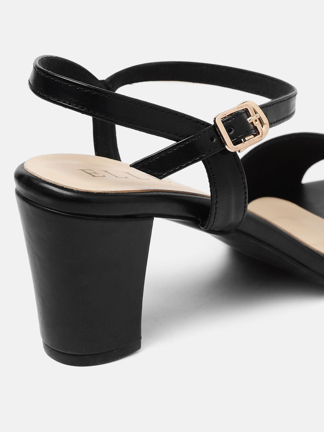 ELLE Black Solid Block Heels