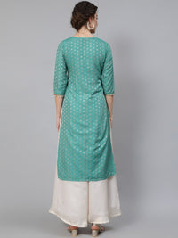 Thumbnail for Aks Ethnic Motifs Woven Design Zari Chanderi Silk Kurta - Distacart
