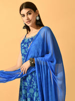Thumbnail for Myshka Women's Blue Festive Flared Anarkali Kurta With Dupatta sets - Distacart