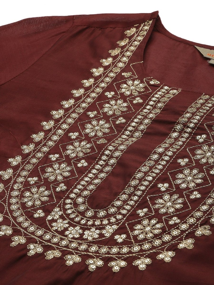 Anouk Woven Design Regular Sequinned Kurta with Trousers & Dupatta - Distacart