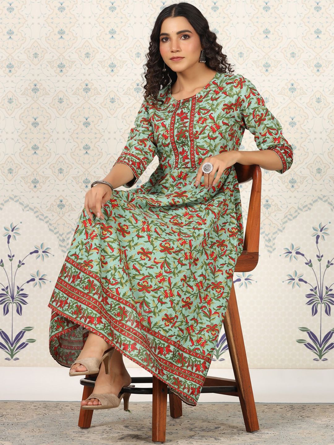 Ode by House of Pataudi Floral Printed Anarkali Kurta - Distacart