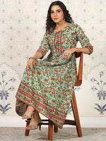 Thumbnail for Ode by House of Pataudi Floral Printed Anarkali Kurta - Distacart