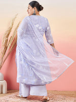 Thumbnail for Sztori Floral Printed Round Neck A-Line Kurta with Palazzo & Dupatta - Distacart