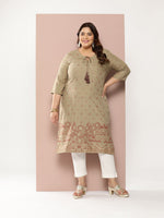 Thumbnail for Sztori Plus Size Ethnic Motifs Tie-Up Neck Kurta - Distacart