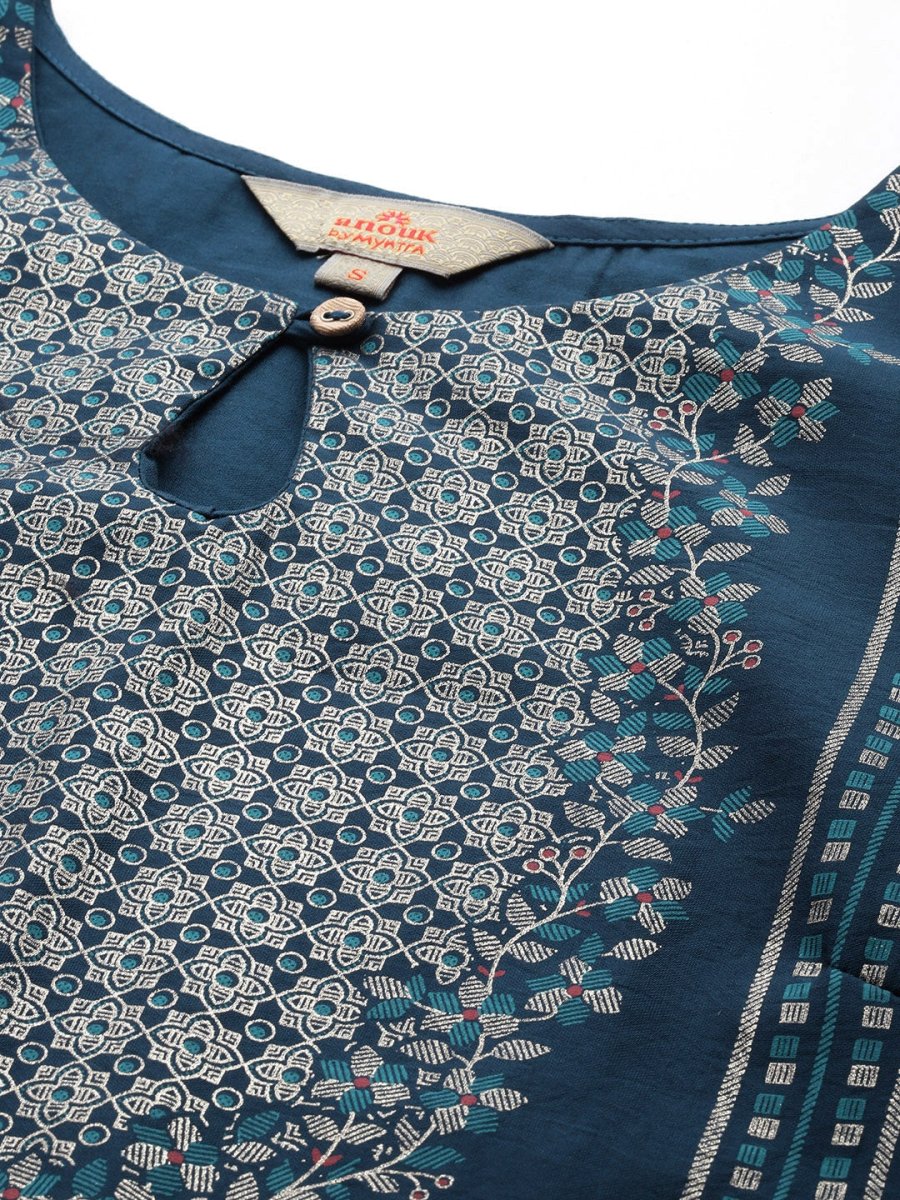Anouk Ethnic Motifs Foil Printed Regular Kurta with Trousers & Dupatta - Distacart