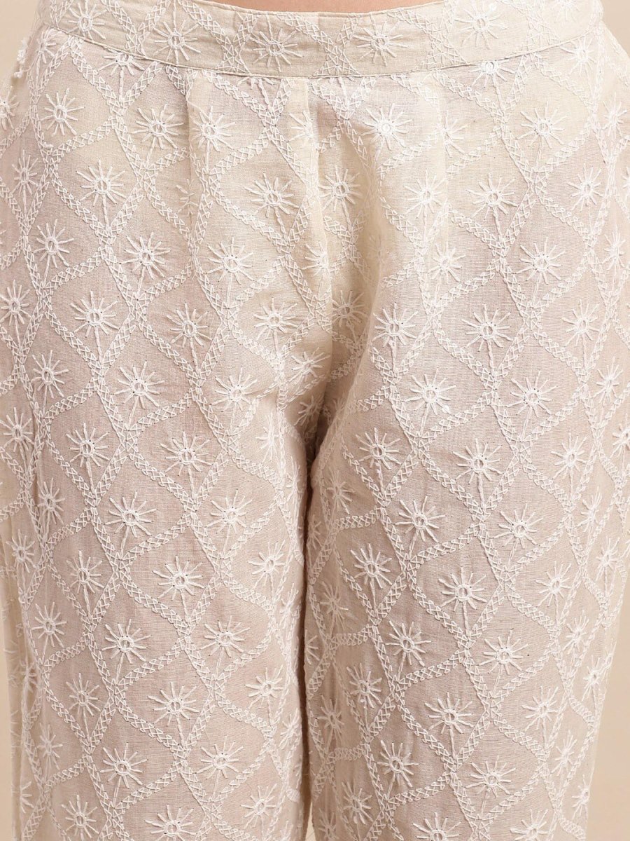 Anouk Ethnic Motifs Embroidered Pure Cotton Kurta With Trousers & Dupatta - Distacart