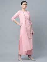 Thumbnail for Ahalyaa Women's Baby Pink Pure Cotton Printed Kurta Palazzo Set