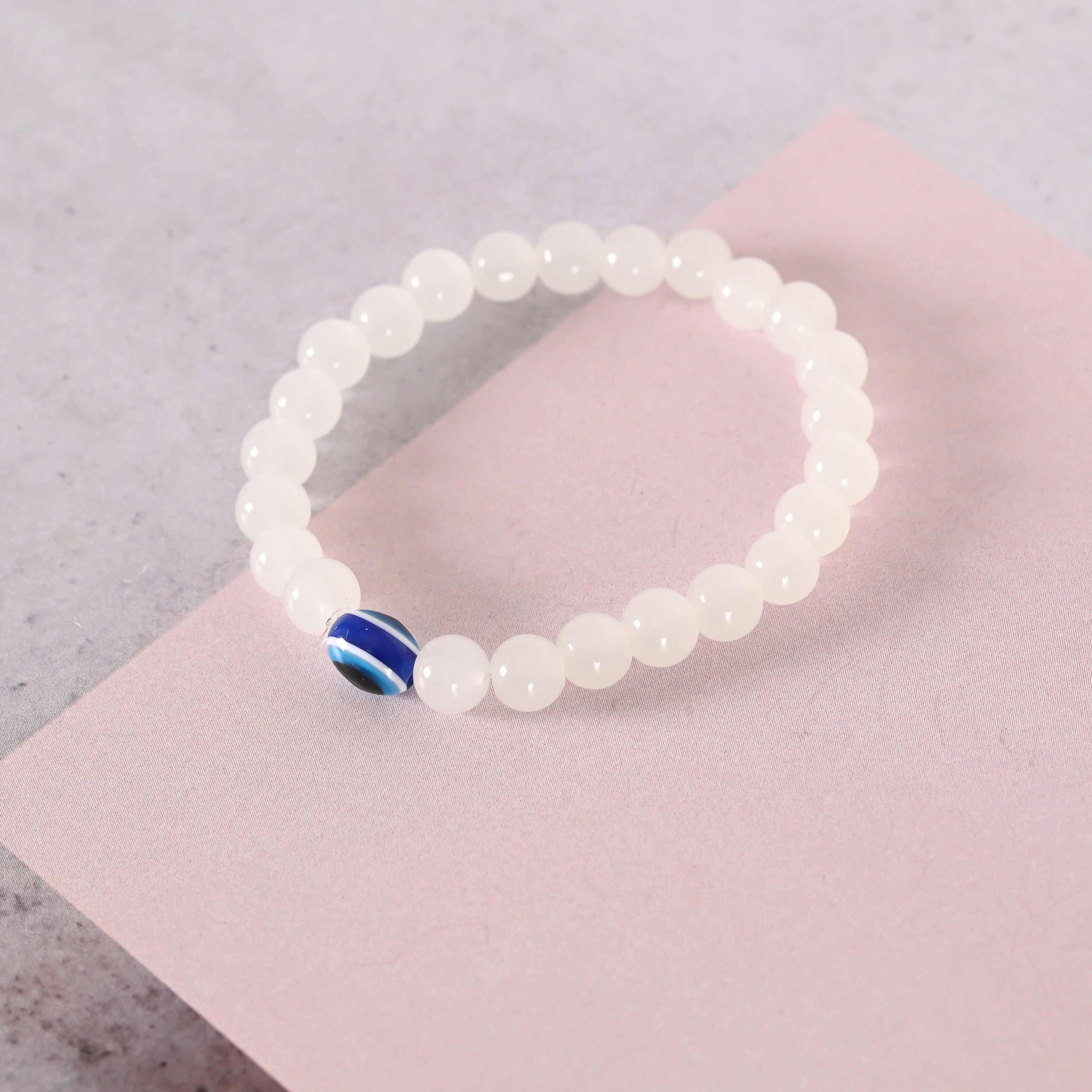 NVR Men & Women Evil Eye Crystal Elasticated Bracelet - Distacart
