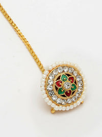 Thumbnail for NVR Women's Gold-Plated CZ Stone-Studded Borla Maang Tikka