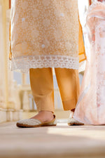 Thumbnail for Vaasva Women Peach Linen Printed Kurta, Pant & Dupatta set - Distacart