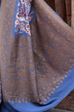 Thumbnail for Joban Fashion Dusty Blue Crepe Chiffon Pure Handloom Banarasi Silk Saree