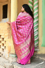Thumbnail for Joban Fashion Pink Soft Pure Handloom Banarasi Silk Saree