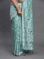 Thumbnail for Astita Linen Cotton Sea Green Saree