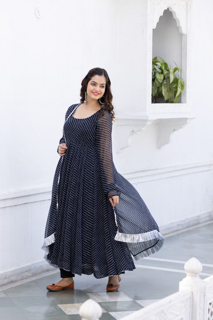 NOZ2TOZ Women Floral Printed Knee Length Elbow Length Sleeves Round Neck Kurti And Palazzo Set With Net Dupatta - Black - Distacart