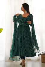 Thumbnail for NOZ2TOZ Women Floral Printed Knee Length Elbow Length Sleeves Round Neck Kurti And Palazzo Set With Net Dupatta - Green - Distacart