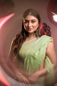 Thumbnail for Very Much Indian Mastaani - Pure Mul Cotton Handloom Saree - Sage Green