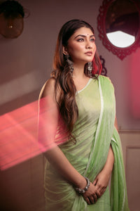 Thumbnail for Very Much Indian Mastaani - Pure Mul Cotton Handloom Saree - Sage Green