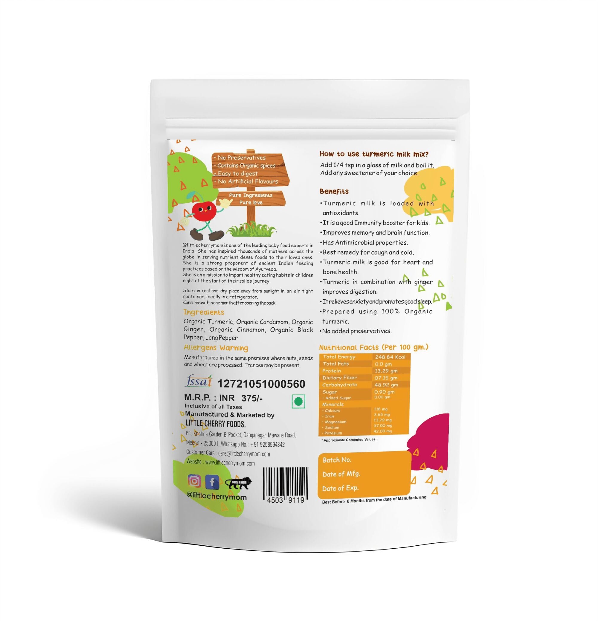 Littlecherrymom Turmeric Milk Mix - Distacart