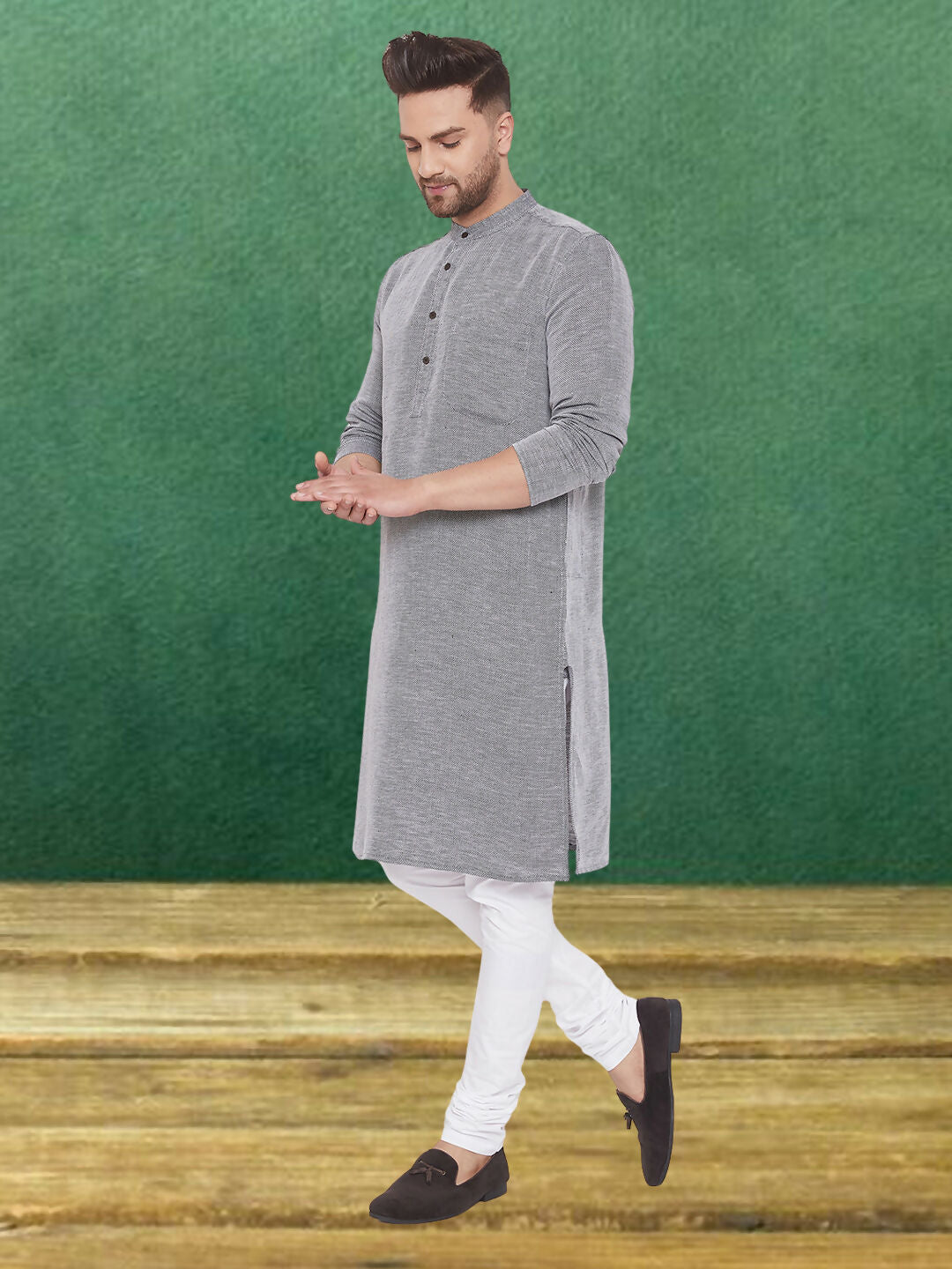 Even Apparels Men's Pure Cotton Grey Kurta - Distacart