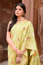Thumbnail for Joban Fashion Light Green Banarasi Katan Pure Handloom Banarasi Silk Saree