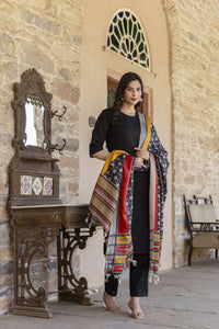 Thumbnail for Women Black kurta with trouser and printed dupatta - Rasiya - Distacart