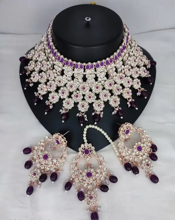 Jewel City Luxurious Silver-Plated Bridal Jewelry Set with Purple Accents