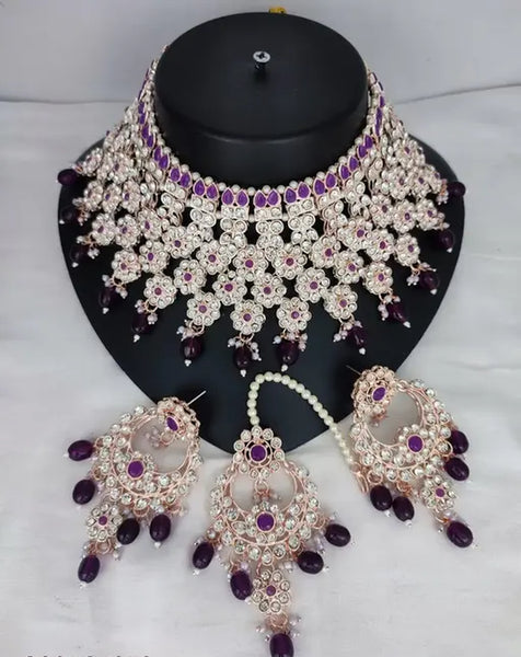 Jewel City Luxurious Silver-Plated Bridal Jewelry Set with Purple Accents