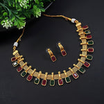 Thumbnail for Jewel City Elegant Multi and Gold Mesh Necklace Set with Matching Earrings
