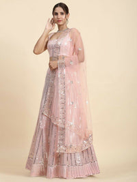 Thumbnail for Aastha Fashion Women's Pink Faux Georgette Sequins With Jari And Thread Embroidery Work Lehenga Choli