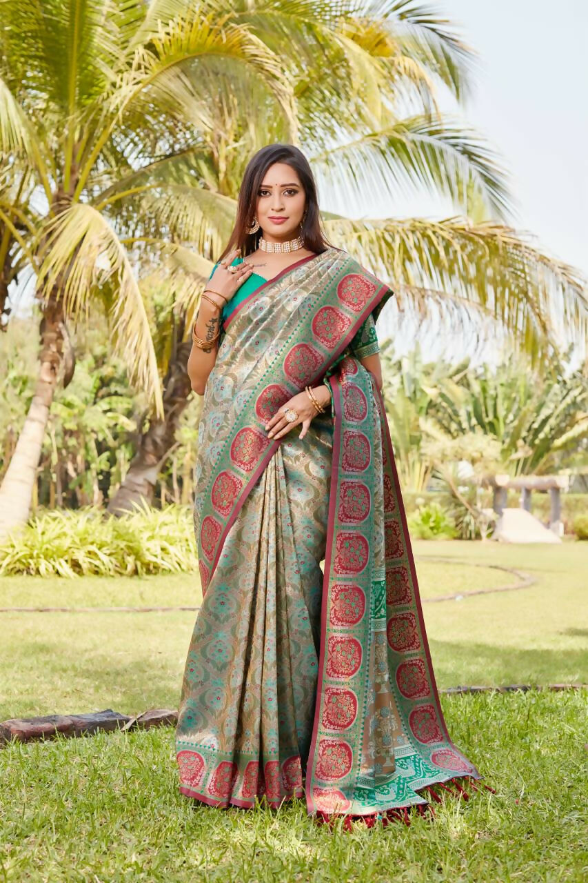 Vastranavya Boutique Collection Kanjivaram Soft Silk Saree With Unstitched Blouse - Brown - Distacart