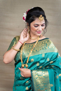 Thumbnail for Aastha Fashion Sea Green Woven Paithani Silk Saree with Blouse - Distacart