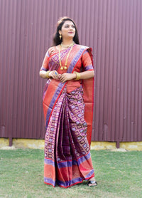 Thumbnail for Aastha Fashion Wine Woven Kanchipuram Silk Saree with Blouse - Distacart