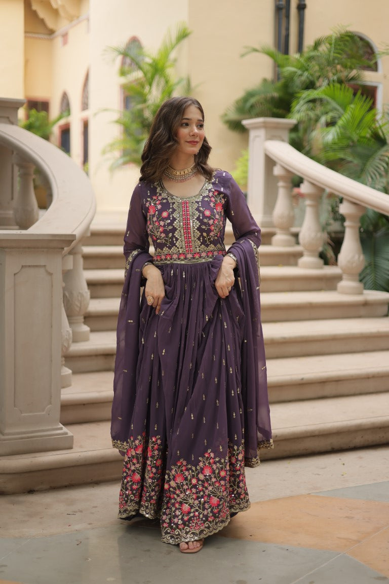 Aastha Fashion Onion Faux Georgette Sequins Embroidered work Sharara Set