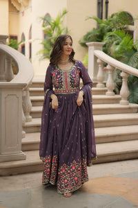 Thumbnail for Aastha Fashion Onion Faux Georgette Sequins Embroidered work Sharara Set