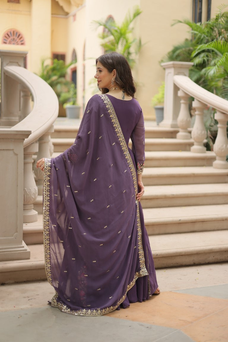 Aastha Fashion Onion Faux Georgette Sequins Embroidered work Sharara Set