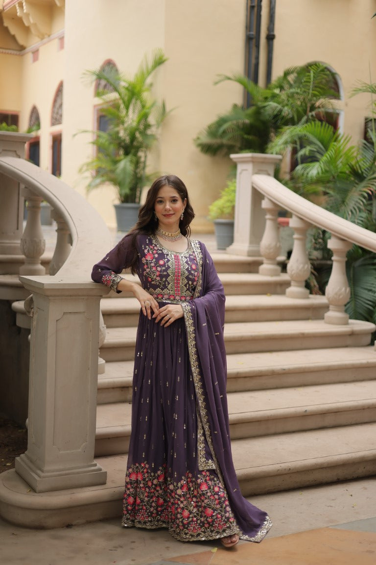 Aastha Fashion Onion Faux Georgette Sequins Embroidered work Sharara Set