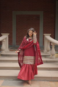 Thumbnail for Aastha Fashion Gajri Faux Georgette Sequins & thread Embroidered work Party Wear Designer Gown