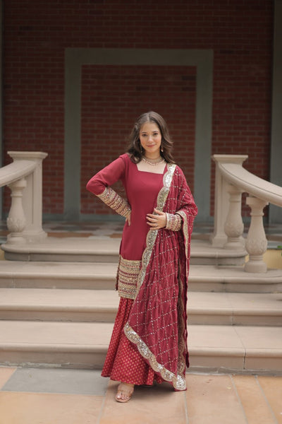 Aastha Fashion Gajri Faux Georgette Sequins & thread Embroidered work Party Wear Designer Gown