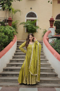 Thumbnail for Aastha Fashion Pista Chinon Sequins Embroidered work Party Wear Designer Gown