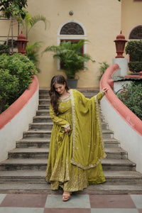 Thumbnail for Aastha Fashion Pista Chinon Sequins Embroidered work Party Wear Designer Gown