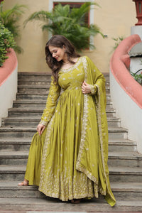 Thumbnail for Aastha Fashion Pista Chinon Sequins Embroidered work Party Wear Designer Gown
