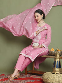 Thumbnail for Aastha Fashion Pink Organza Designer Lakhnavi Thread Work With Jari & Sequin Stitched Salwar Suit