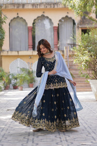 Thumbnail for Aastha Fashion Blue Faux Blooming Sequins Embroidered Festival Wear Suit
